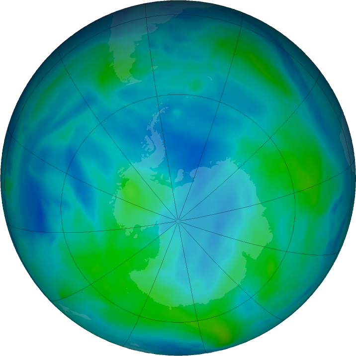 Antarctic ozone map for 08 March 2024